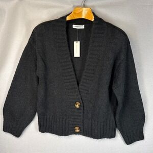 NWT Anthropologie Black V Neck Button Front Knit Cardigan Sweater Size‎ S $120